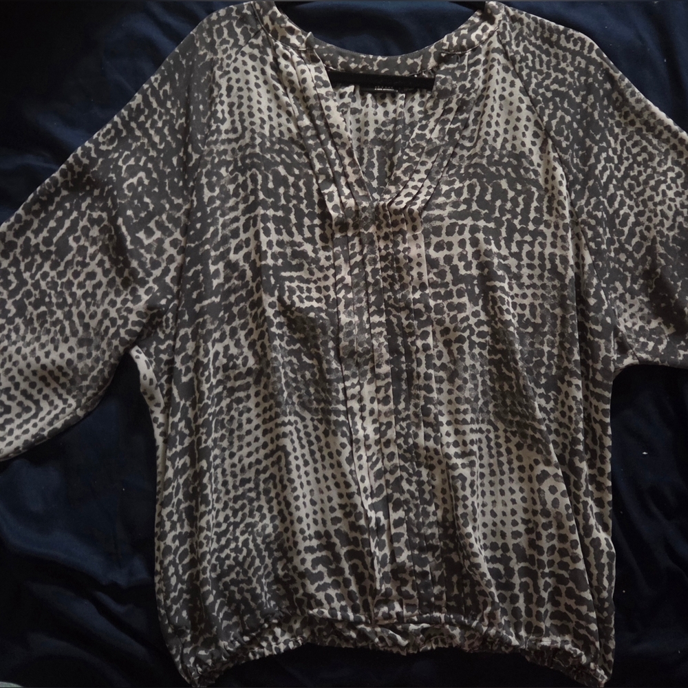 a.n.a Black and Gray Patterned Blouse